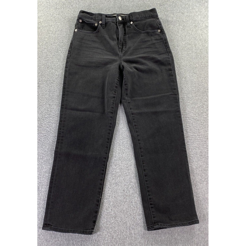 Madewell Washed Black Classic Straight Jean High Waist Sz 25 (actual27) Stretch